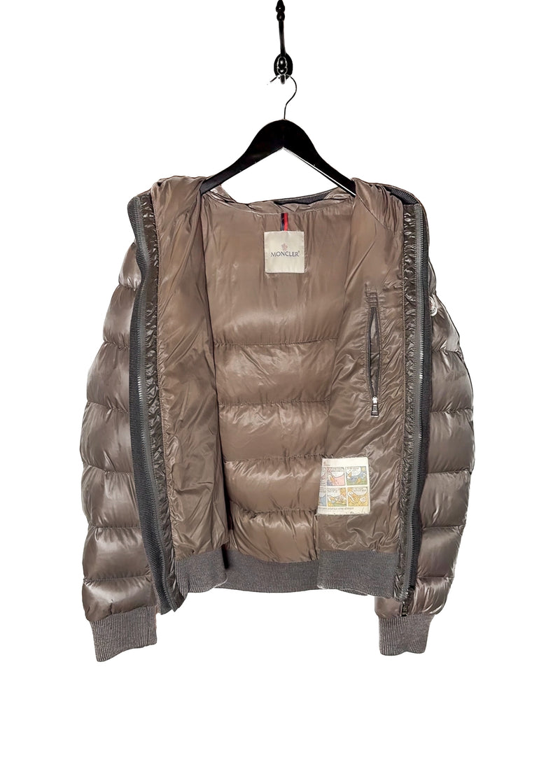 Interior of Moncler Cesar Taupe Down Wool Insert Buttoned Jacket