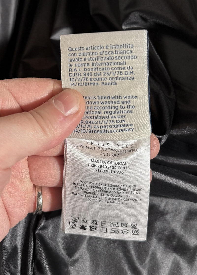 Labels of Moncler Grenoble Ivory Fleece Maglia Cardigan Puffer Coat