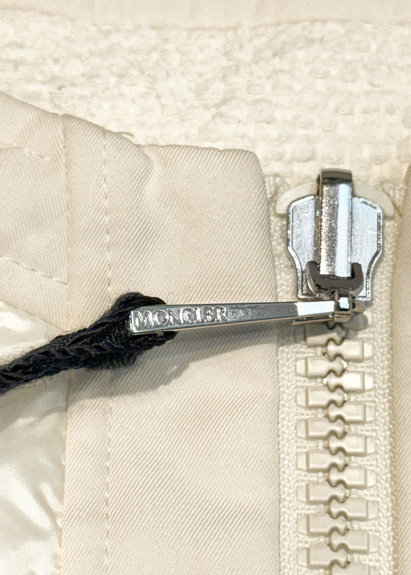 Moncler Ivory Freesia Reversible Tweed Quilted Down Coat