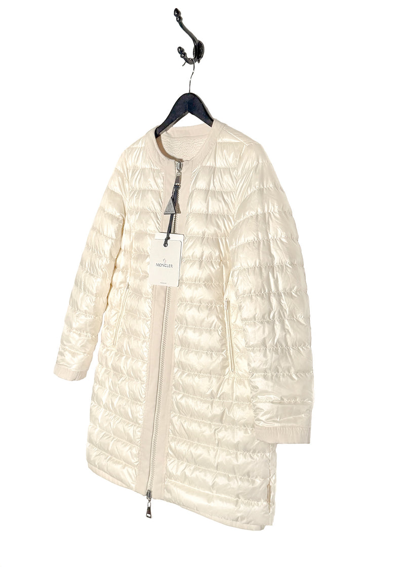 Moncler Ivory Freesia Reversible Tweed Quilted Down Coat