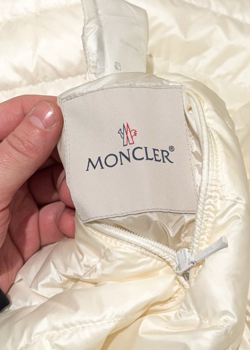 Moncler Ivory Freesia Reversible Tweed Quilted Down Coat