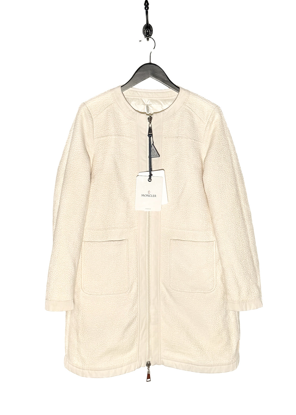 Moncler Ivory Freesia Reversible Tweed Quilted Down Coat