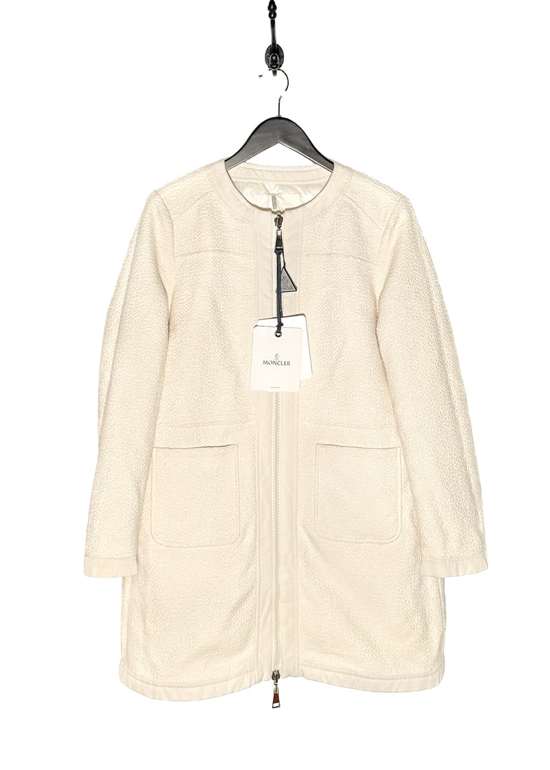 Moncler Ivory Freesia Reversible Tweed Quilted Down Coat