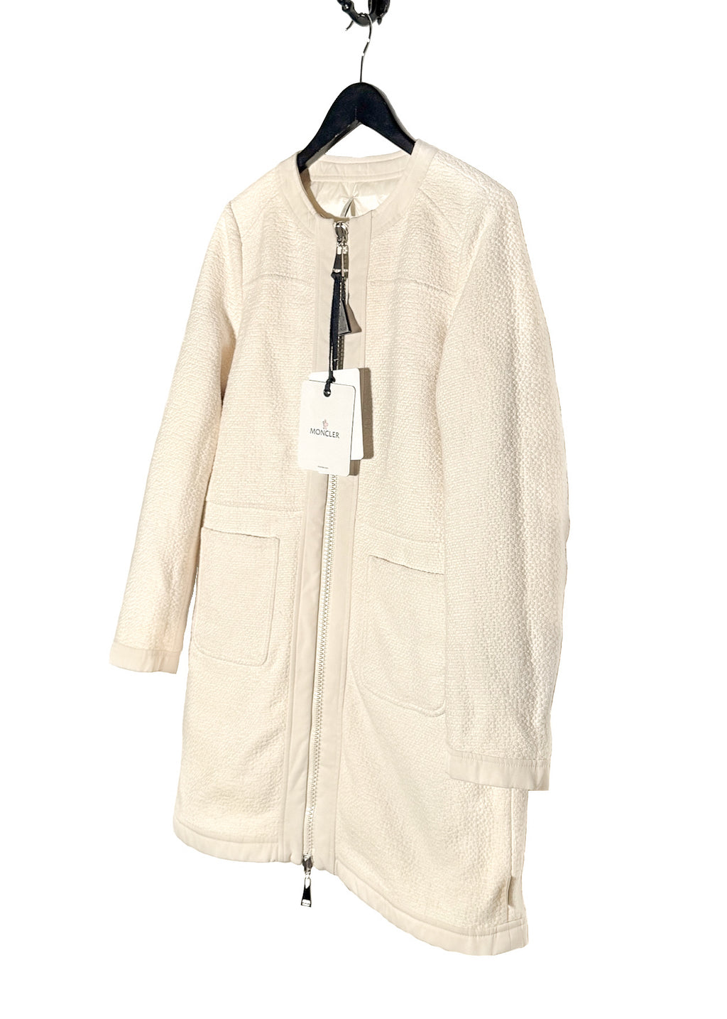 Moncler Ivory Freesia Reversible Tweed Quilted Down Coat