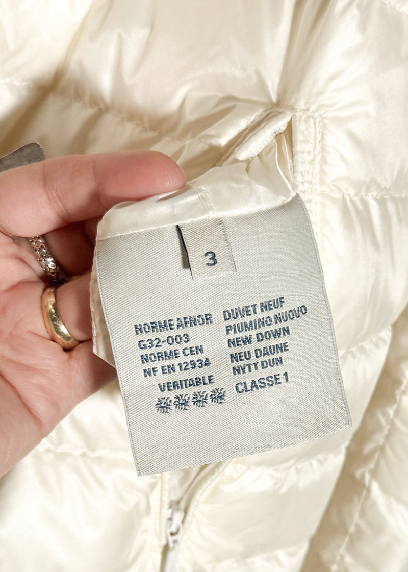 Moncler Ivory Freesia Reversible Tweed Quilted Down Coat