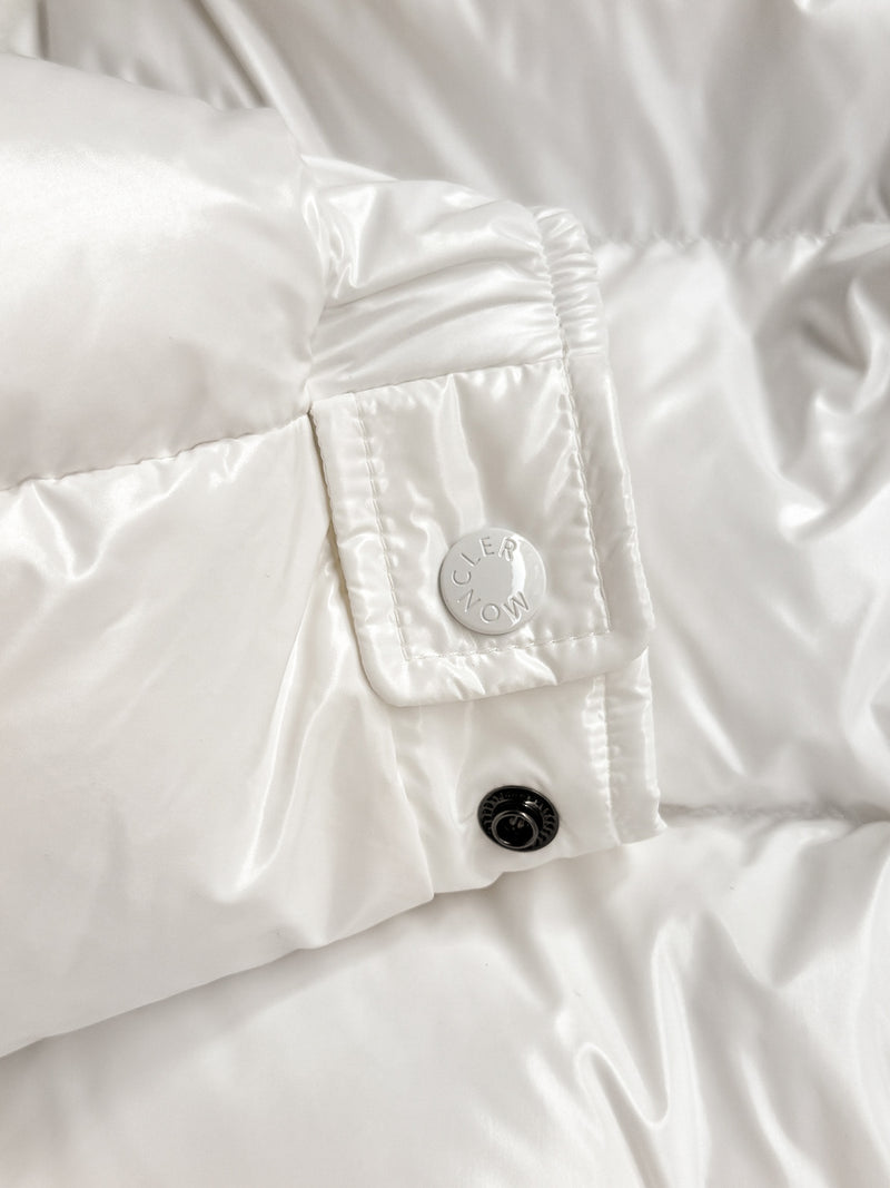 Cuff of Moncler White Maya Down Puffer Coat