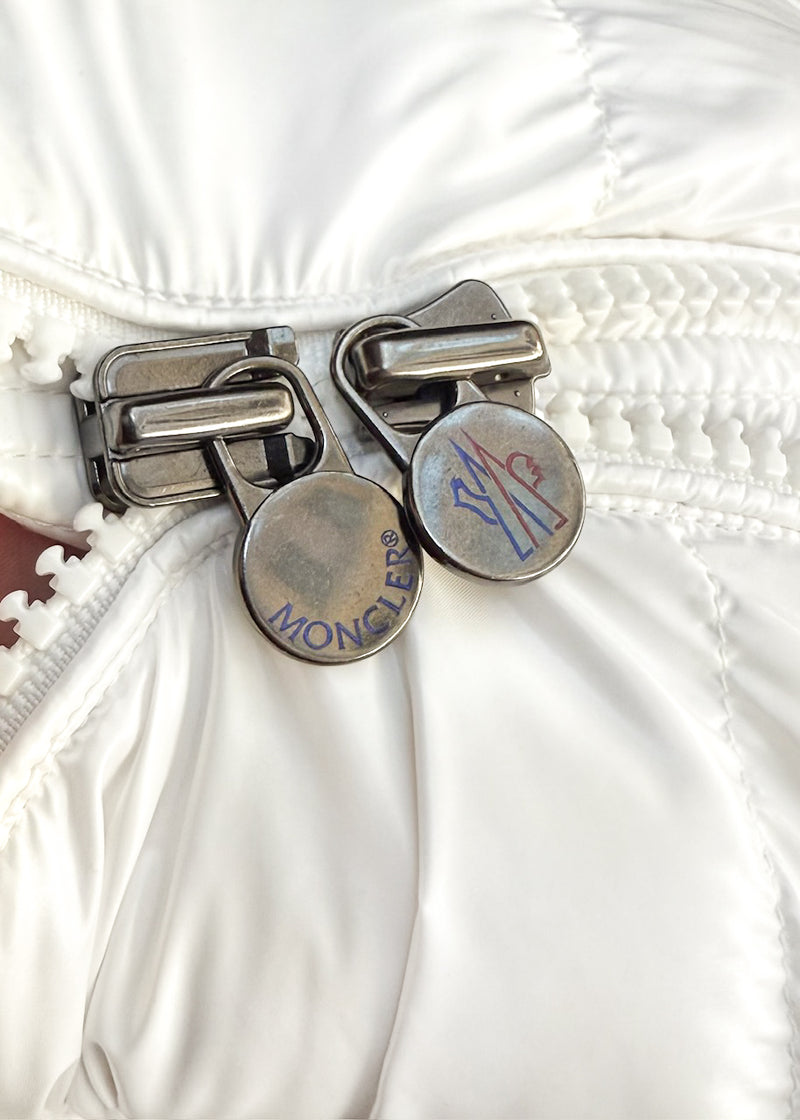 Branded hardware of Moncler White Maya Down Puffer Coat