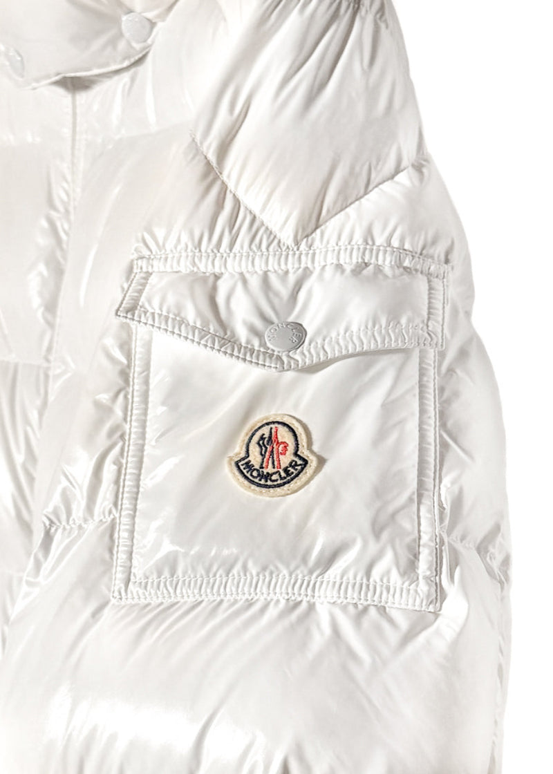 Brand detail on Moncler White Maya Down Puffer Coat