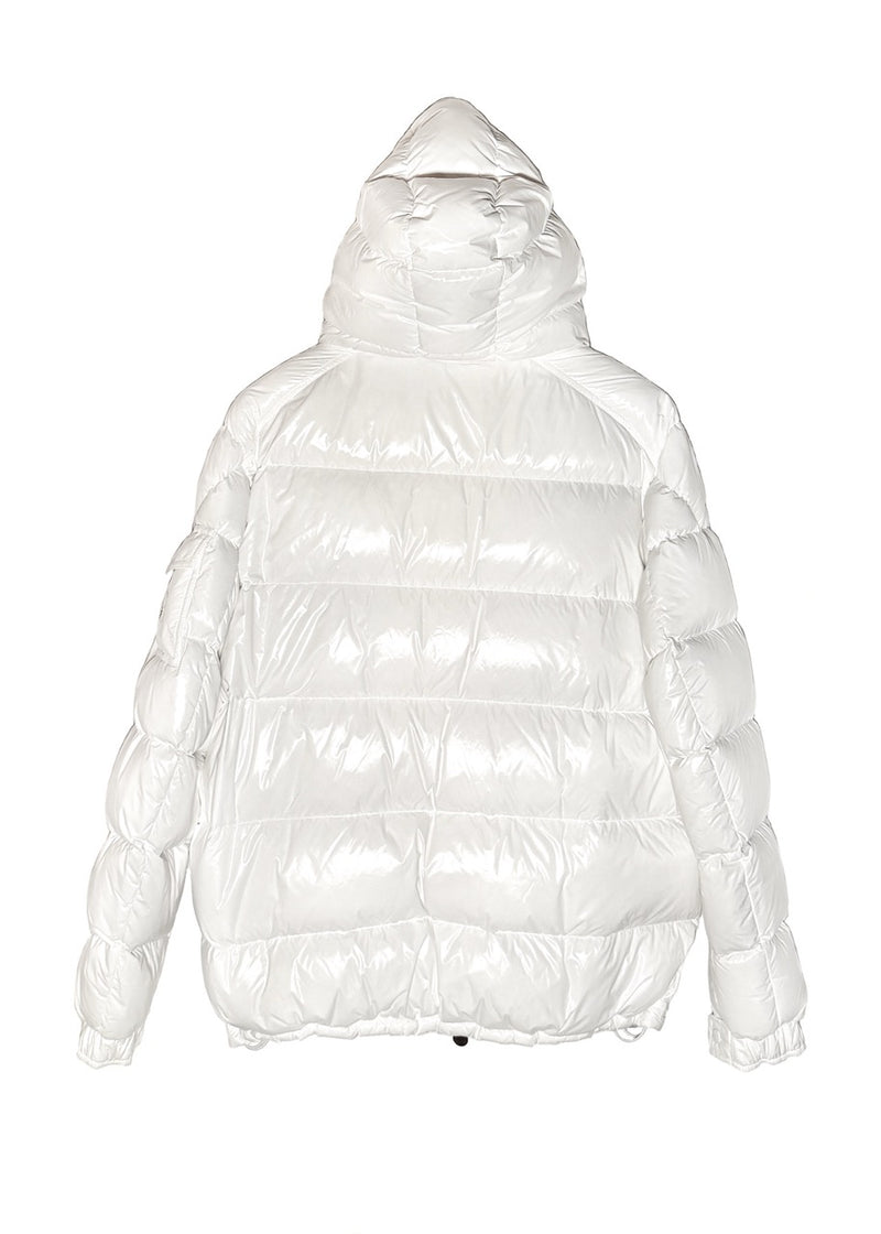 Back view of Moncler White Maya Down Puffer Coat