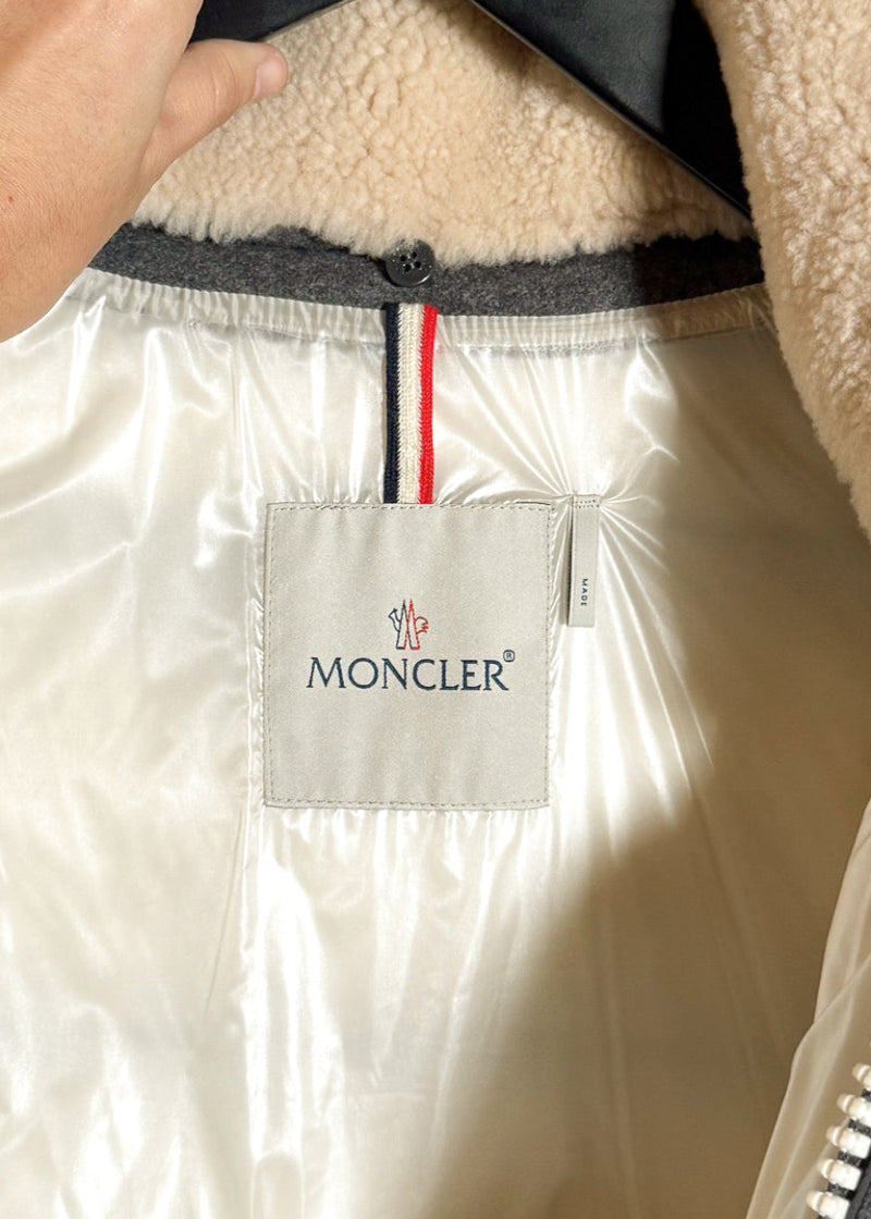 Collar area of Moncler X Ami Bastien Grey Flannel Shearling Collar Down Vest