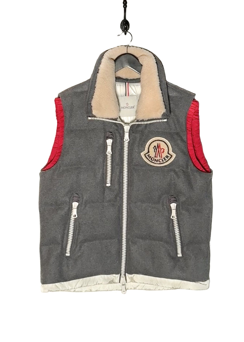 Main photo of Moncler X Ami Bastien Grey Flannel Shearling Collar Down Vest