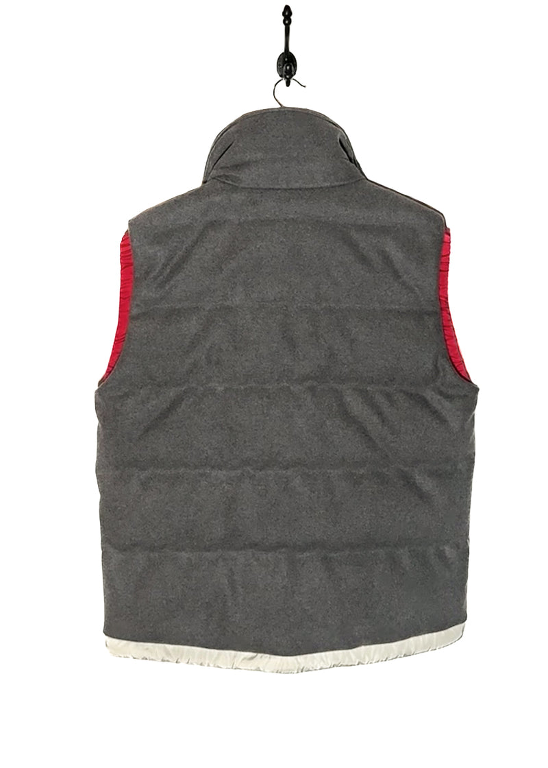 Back view of Moncler X Ami Bastien Grey Flannel Shearling Collar Down Vest