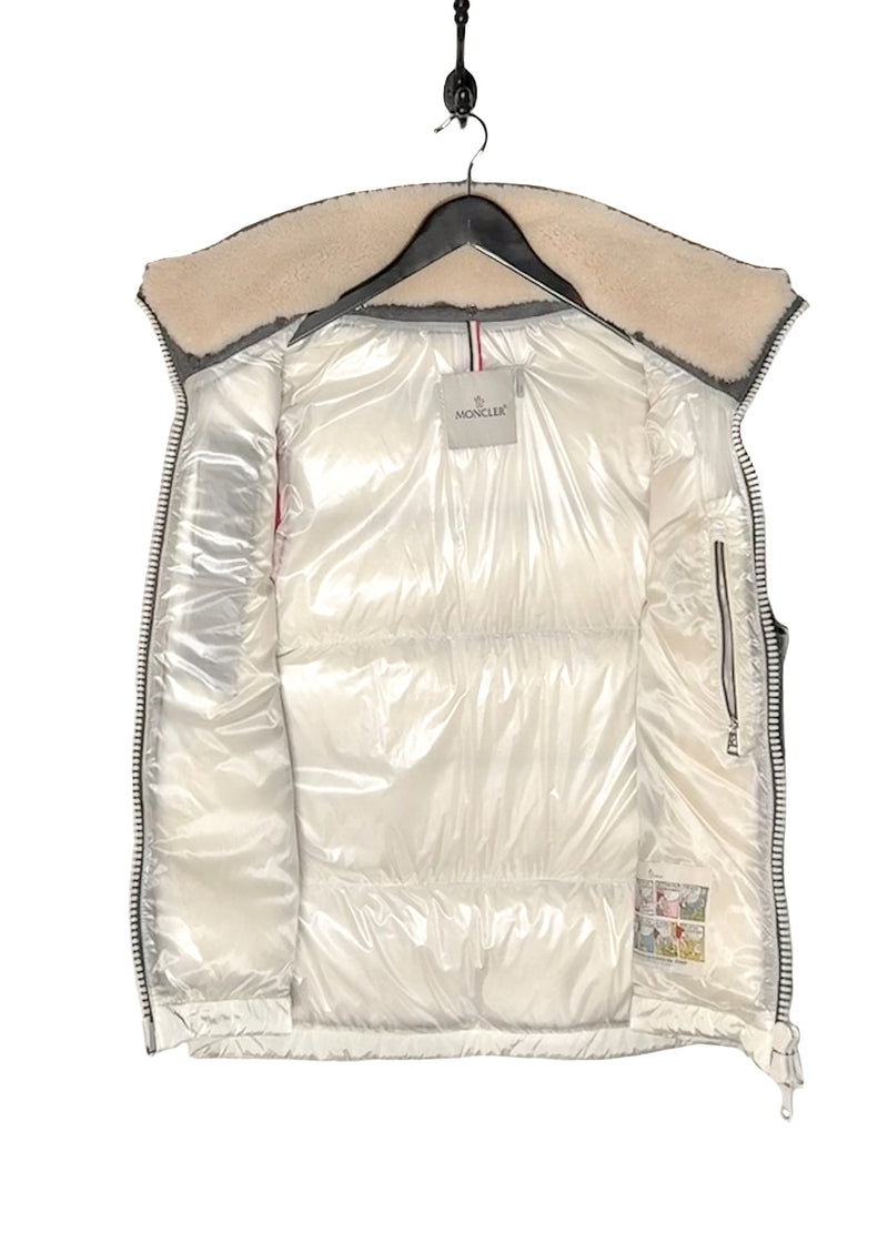Interior of Moncler X Ami Bastien Grey Flannel Shearling Collar Down Vest