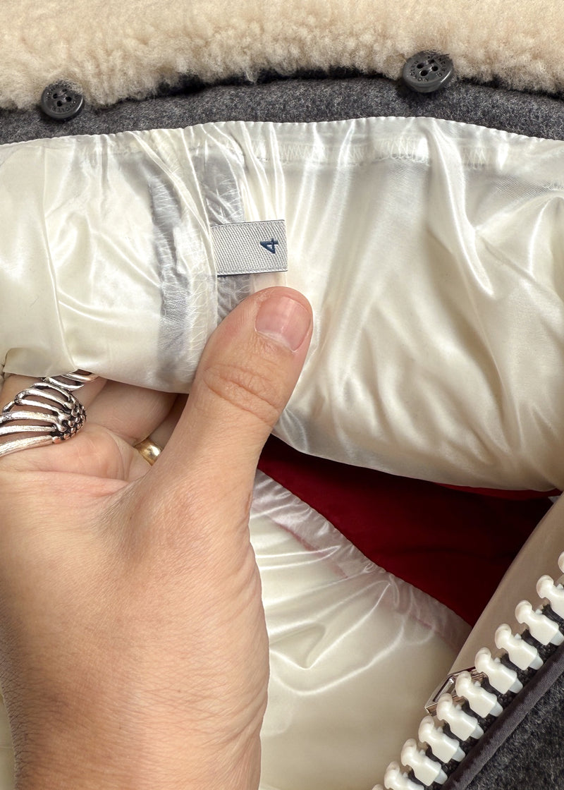 Labels of Moncler X Ami Bastien Grey Flannel Shearling Collar Down Vest