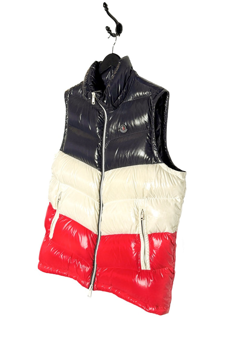 Side front view of Moncler X Kith Tricolour Pelat Down Vest