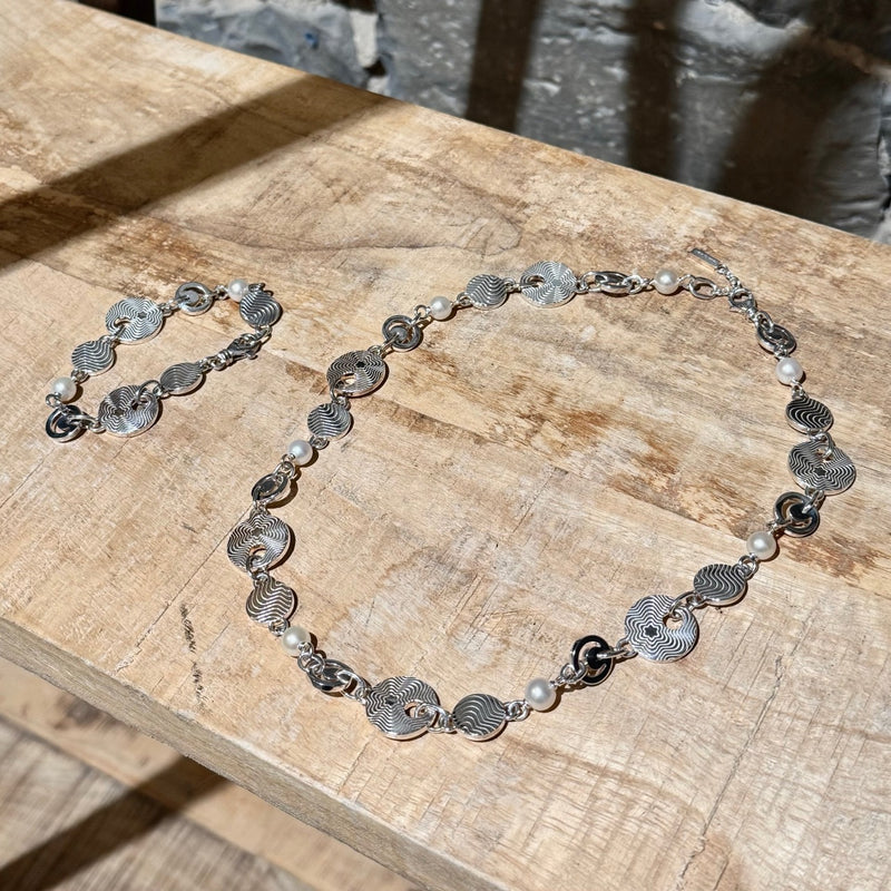 Montblanc Star Collection Sterling Silver Pearls Necklace & Bracelet Set