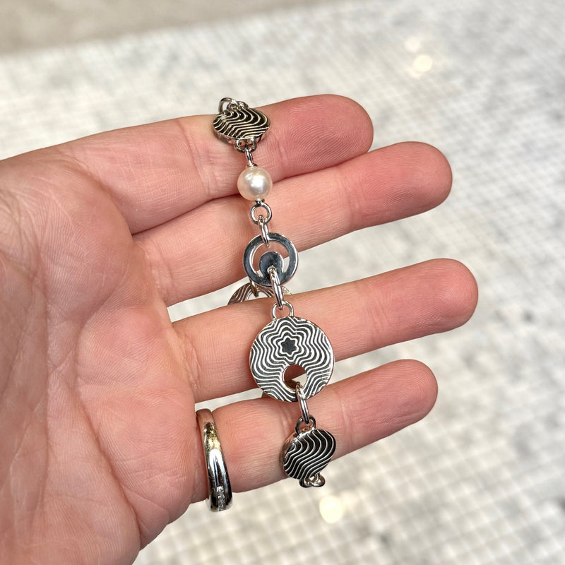 Montblanc Star Collection Sterling Silver Pearls Necklace & Bracelet Set