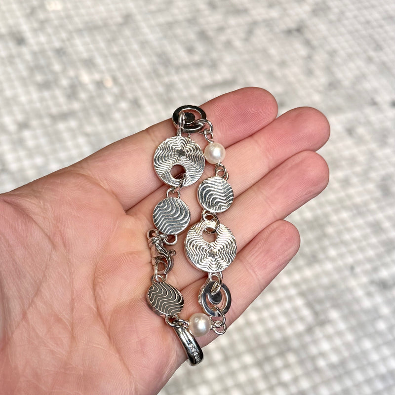 Montblanc Star Collection Sterling Silver Pearls Necklace & Bracelet Set