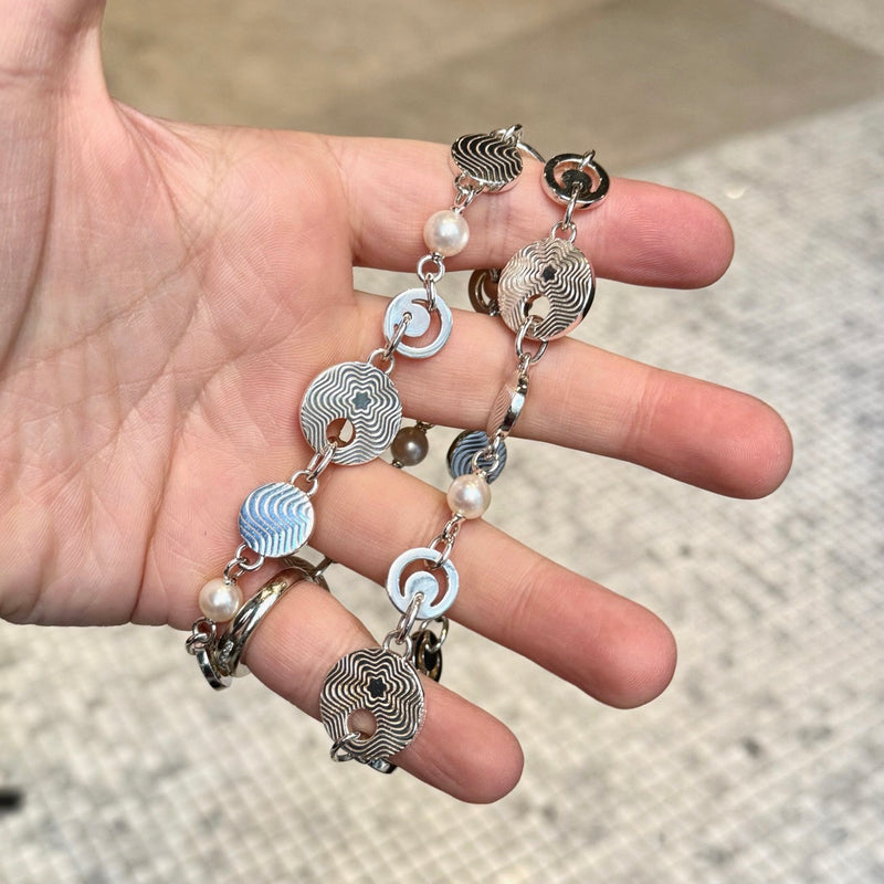 Montblanc Star Collection Sterling Silver Pearls Necklace & Bracelet Set