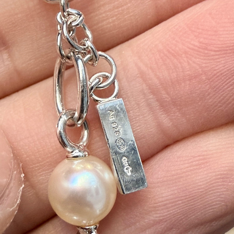 Montblanc Star Collection Sterling Silver Pearls Necklace & Bracelet Set