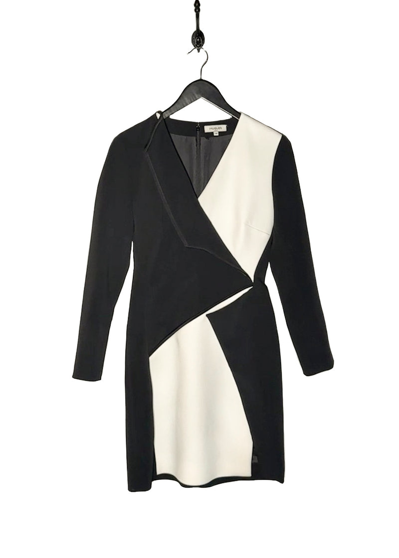 Mugler Bonded Black White Colourblock Crepe Mini Dress – Boutique LUC.S
