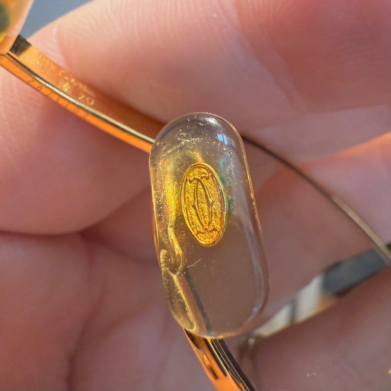 Must de Cartier Vintage Giverny Gold Plated Round Bubinga Wood Sunglasses