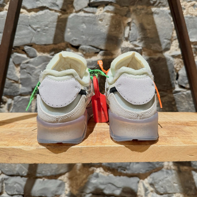 Back view of Nike X Off-White The Ten White Air Max 90 Sneakers
