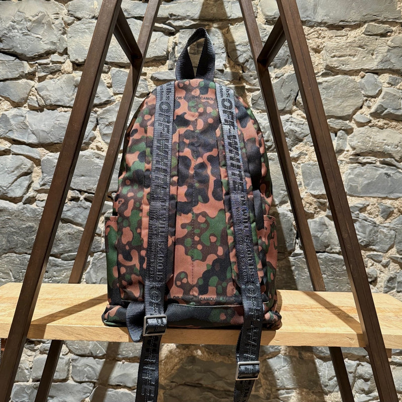 Back view of Off-white Green Camouflage Arrow Print Backpack