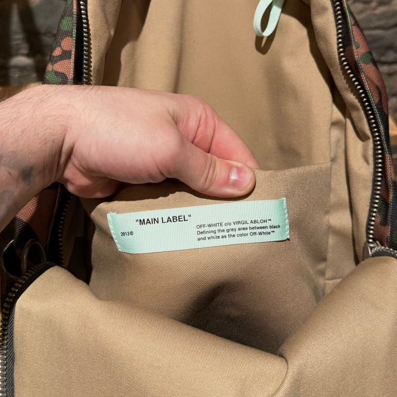 Brand patch on Off-white Green Camouflage Arrow Print Backpack