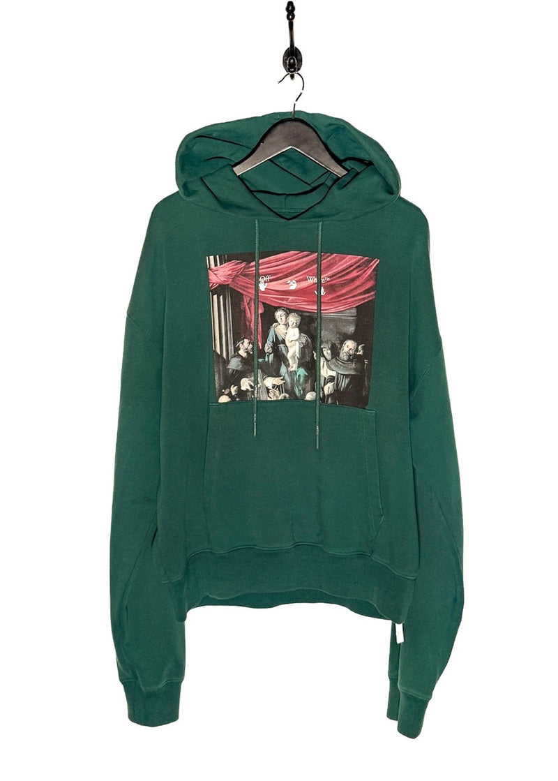 Main photo of Off-White Green Caravaggio Print Hoodie