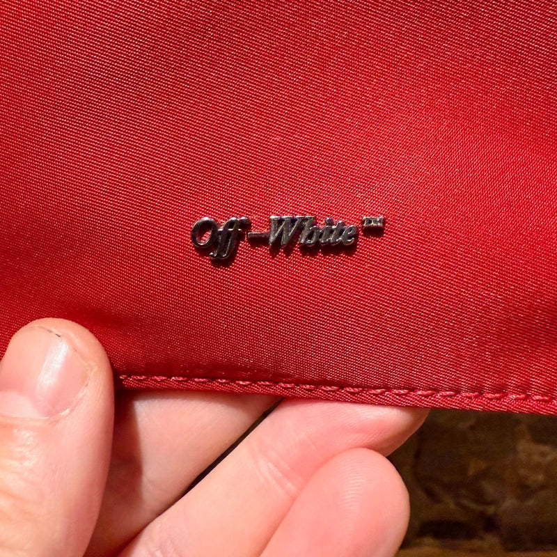 Brand detail on Off-White Red Nylon Industrial Strap Crossbody Bag