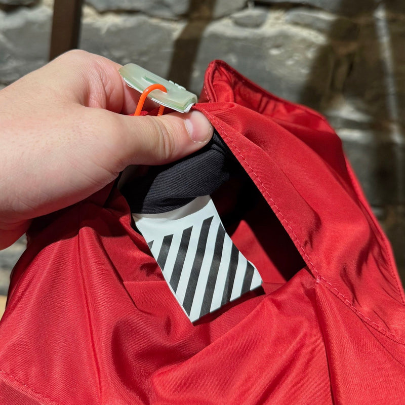Brand detail of Off-White Red Nylon Industrial Strap Crossbody Bag