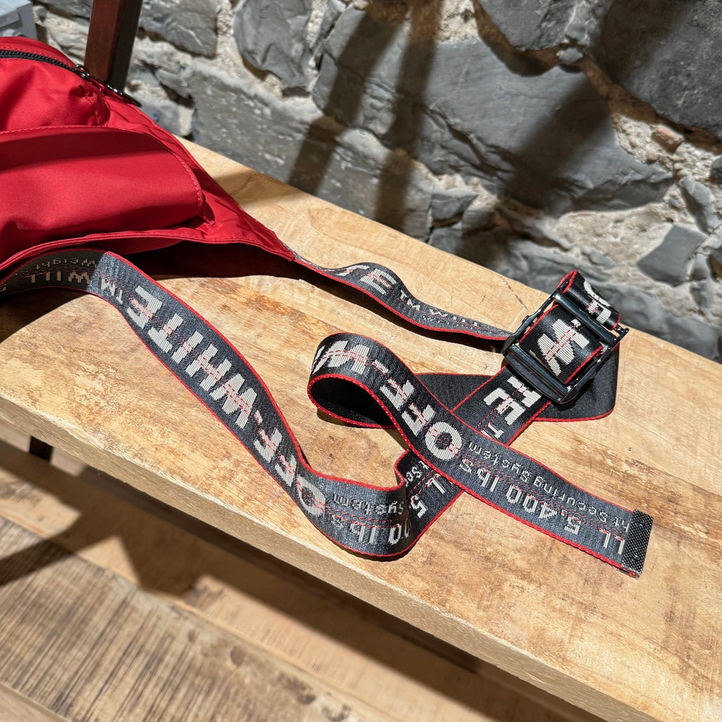 Straps of Off-White Red Nylon Industrial Strap Crossbody Bag