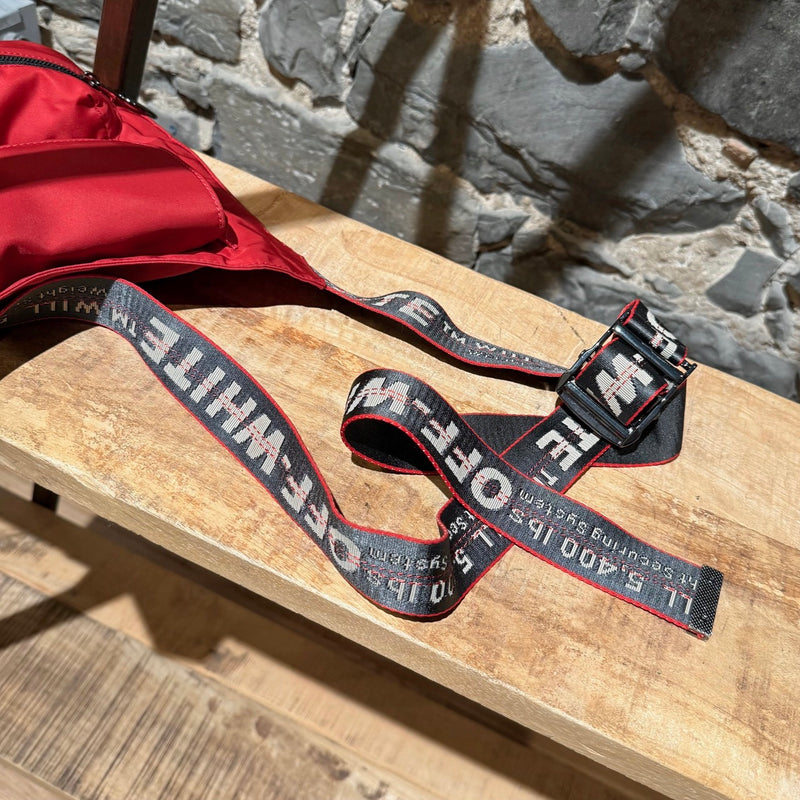 Straps of Off-White Red Nylon Industrial Strap Crossbody Bag