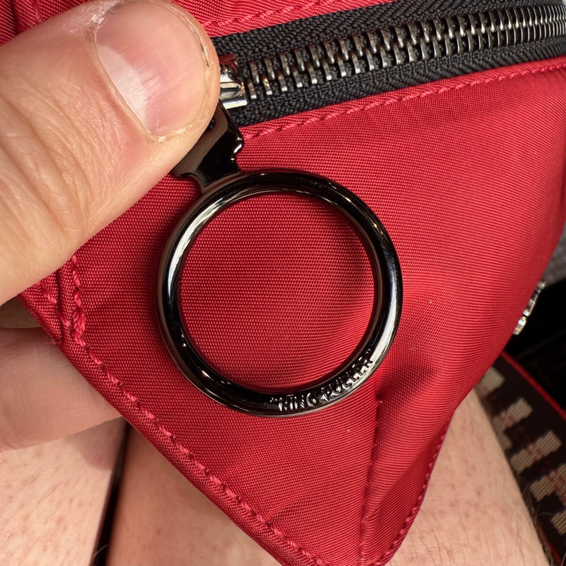 Branded hardware of Off-White Red Nylon Industrial Strap Crossbody Bag