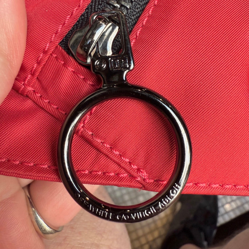 Branded hardware of Off-White Red Nylon Industrial Strap Crossbody Bag