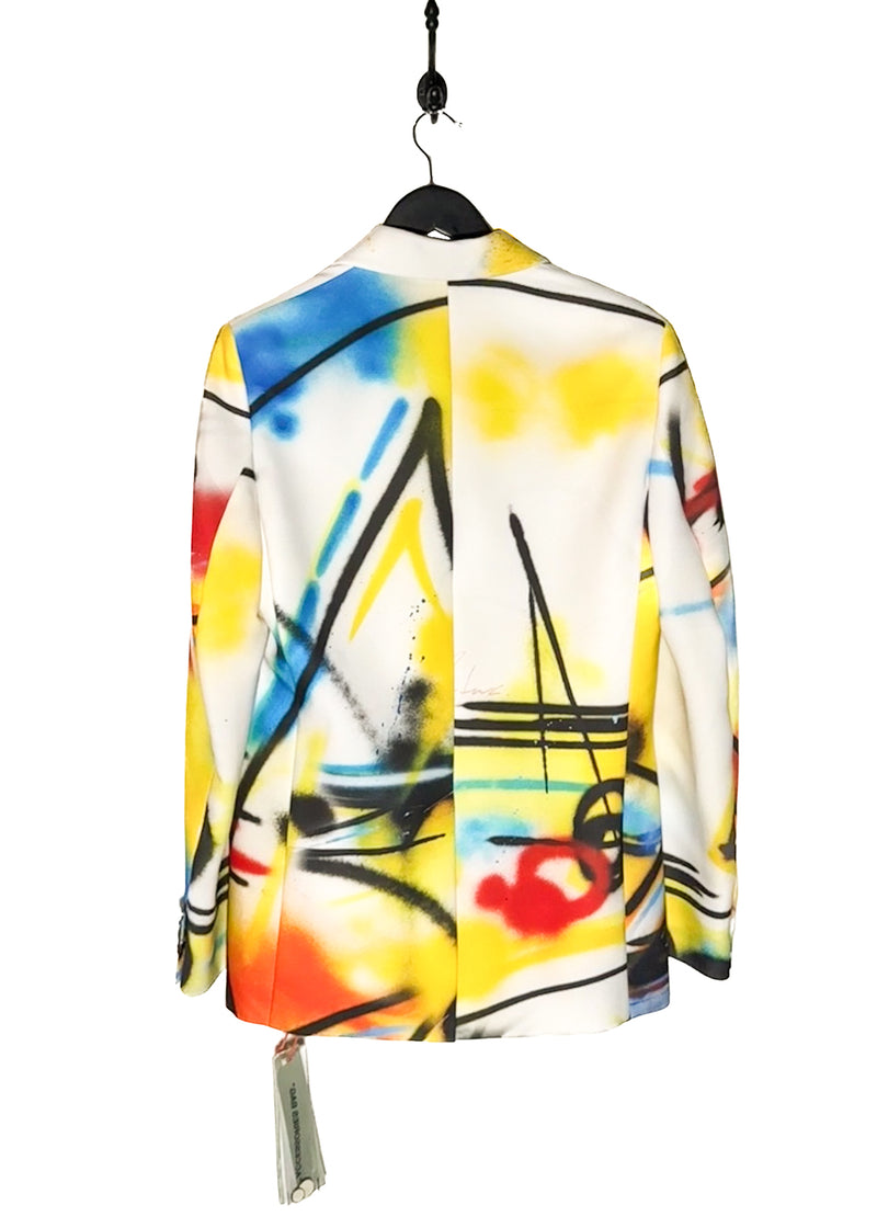 Back view of Off-White SS20 Runway Futura Tomboy Spray Oversized Blazer Jacket