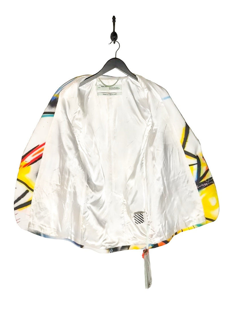 Interior of Off-White SS20 Runway Futura Tomboy Spray Oversized Blazer Jacket
