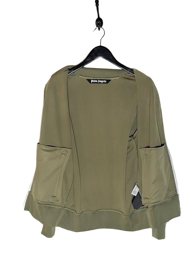 Interior of Palm Angels Khaki Green Logo Track Sweater