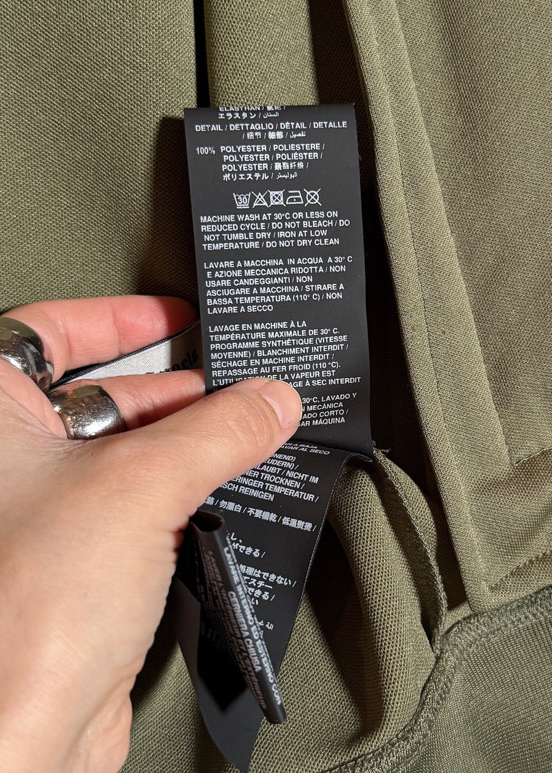 Care label of Palm Angels Khaki Green Logo Track Sweater