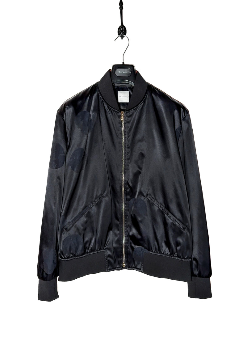 Paul Smith Black Satin Navy Apple Bomber Jacket