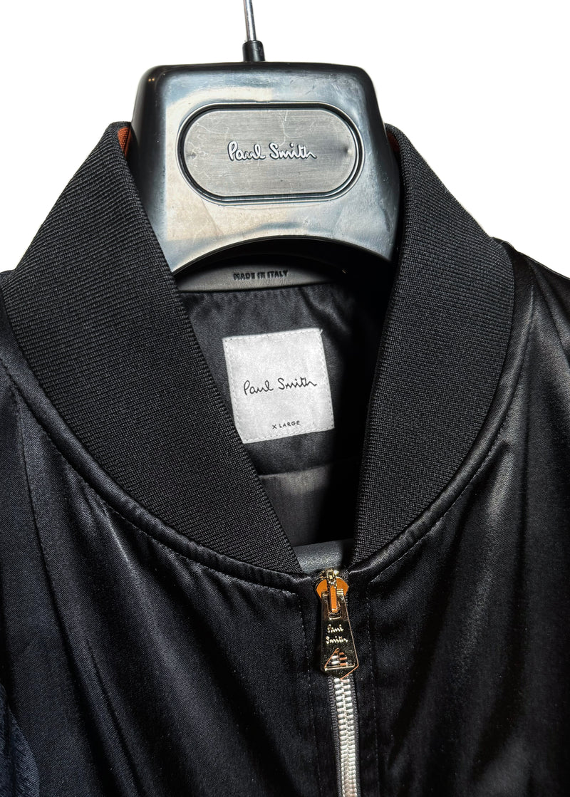 Paul Smith Black Satin Navy Apple Bomber Jacket