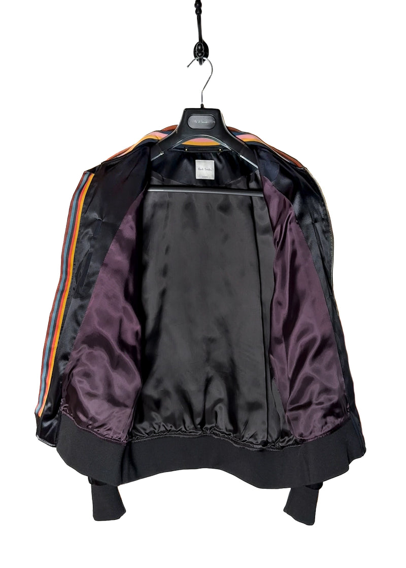 Paul Smith Black Satin Navy Apple Bomber Jacket