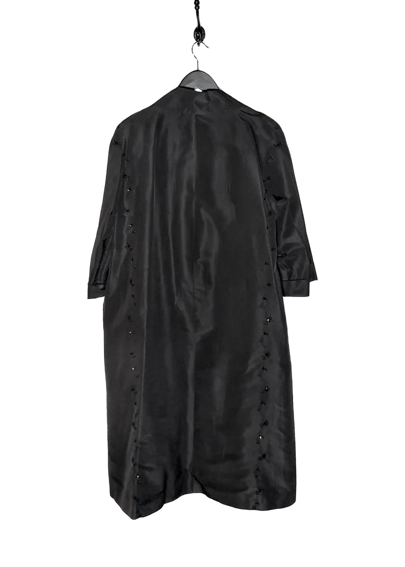 Back of Prada 2016 Black Floral Embroidered Lace Silk Duster Coat