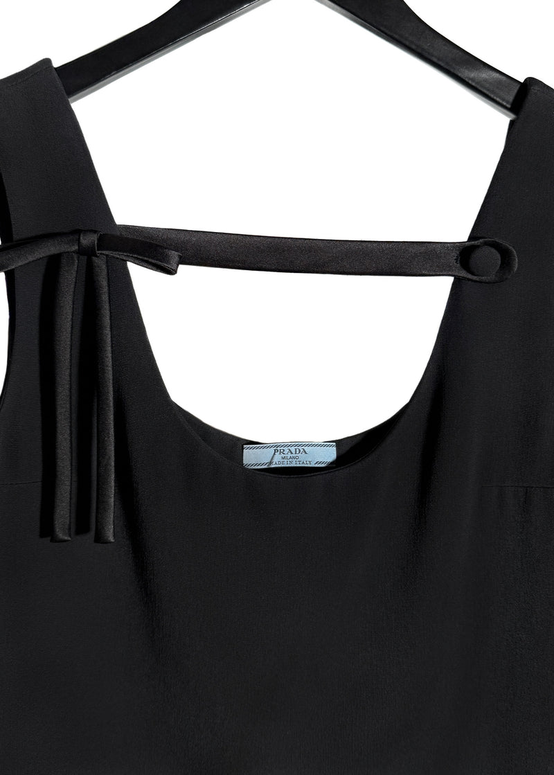 Prada 2018 Black Bow Front Shift Dress