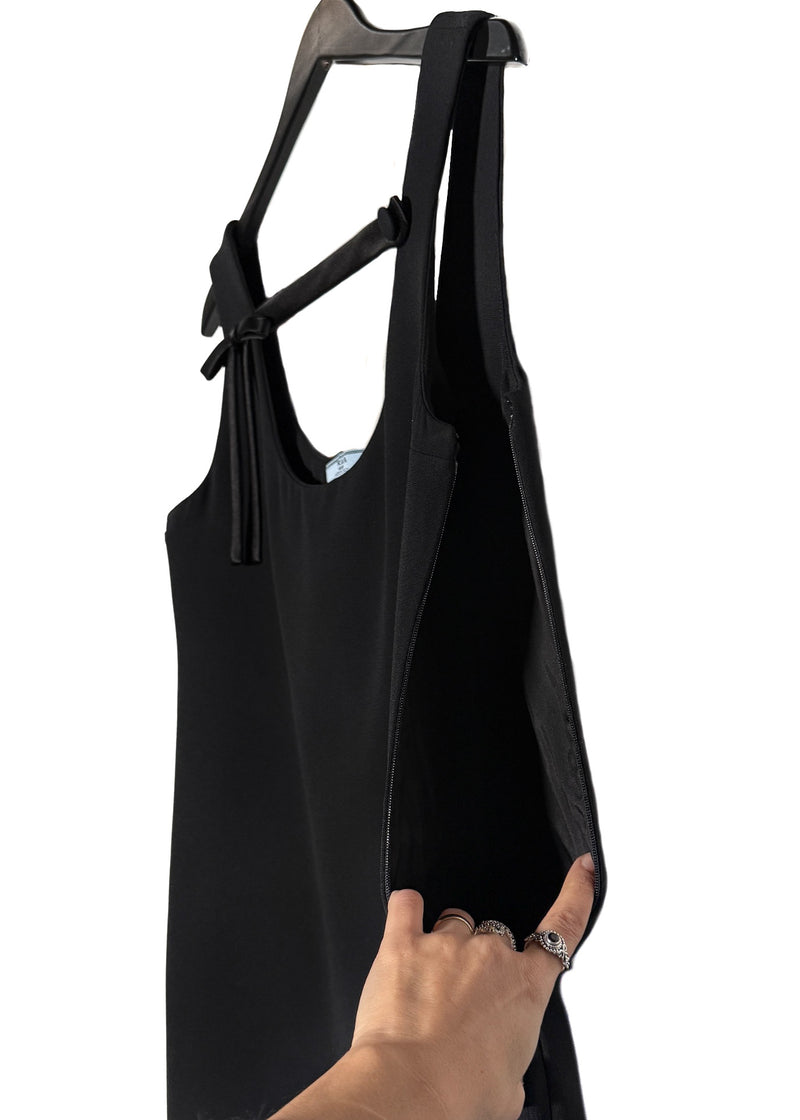 Prada 2018 Black Bow Front Shift Dress