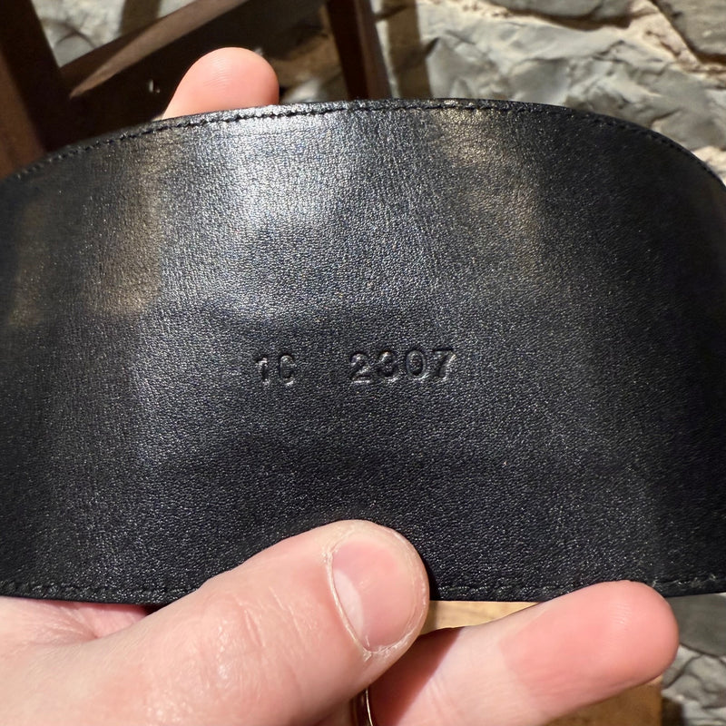 Embossed serial number of Prada Black Croc Embossed Wide Belt