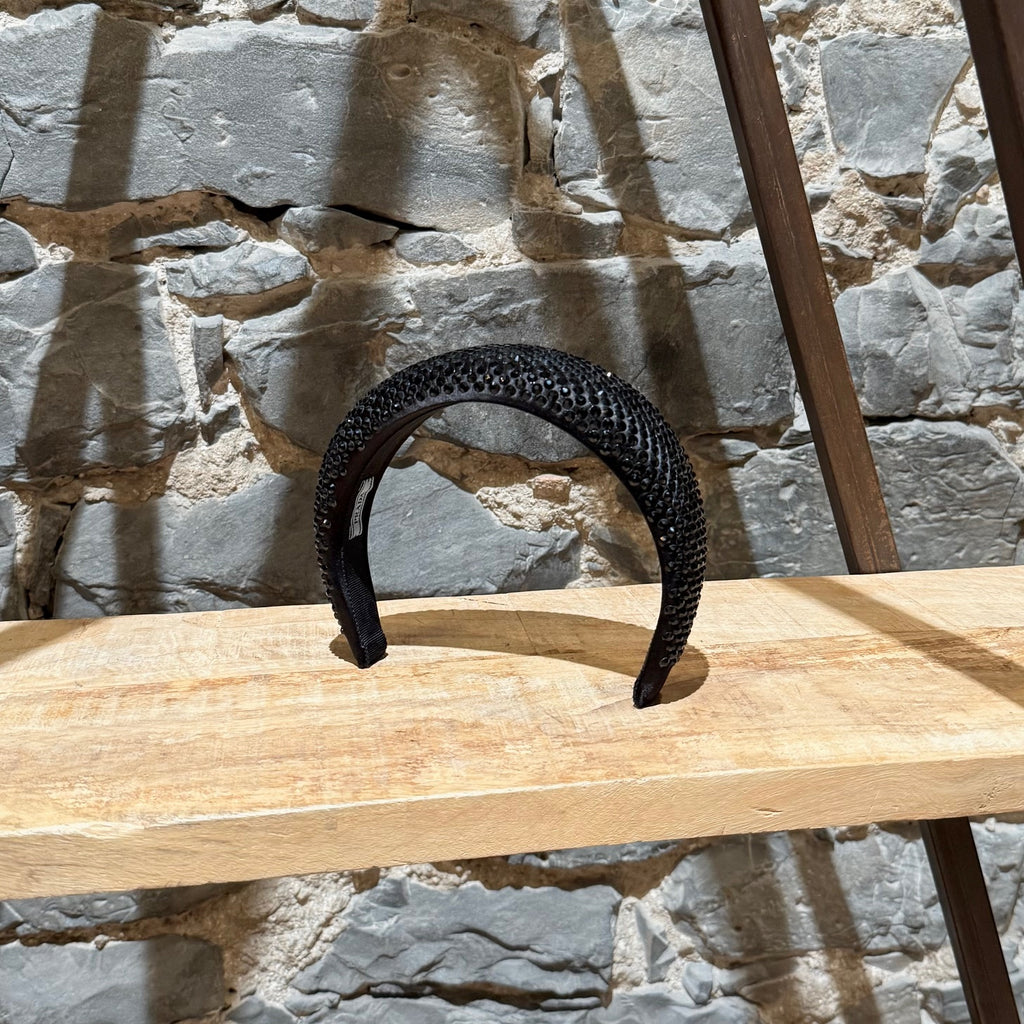 Main photo of Prada Black Crystal Embellished Wide Headband