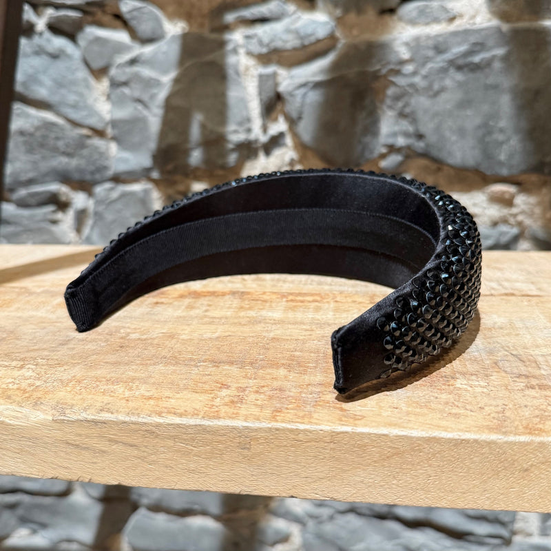 Inside view of Prada Black Crystal Embellished Wide Headband