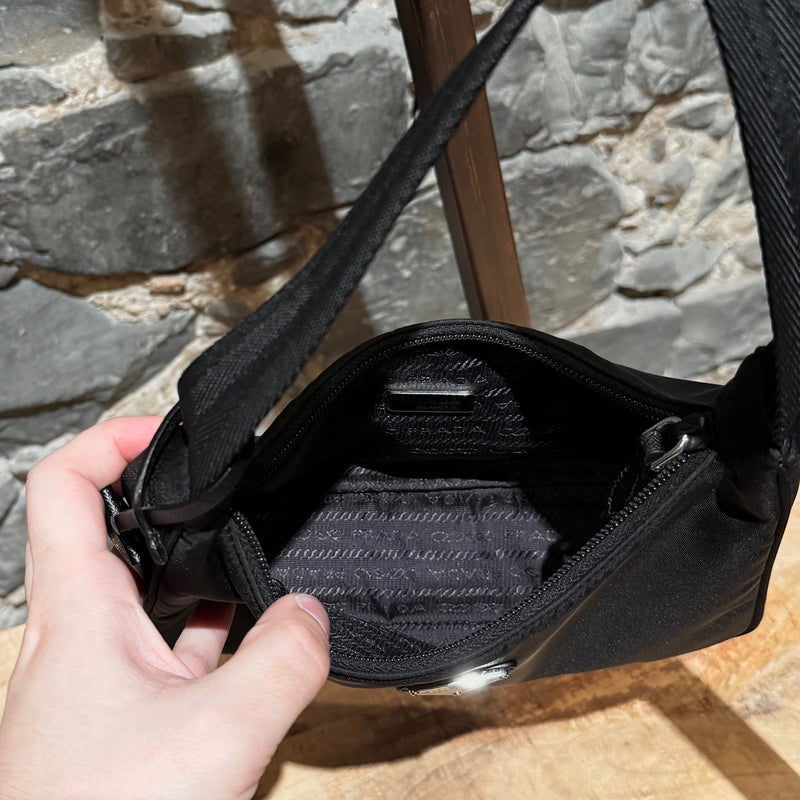 Interior of Prada Black Tessuto Nylon Re-Edition 2000 Bag